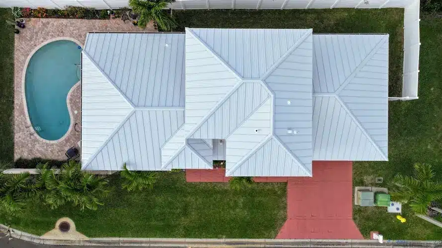 Storm-ready coastal home with a premium metal roof installed by DC Roofing Inc. in Melbourne Beach